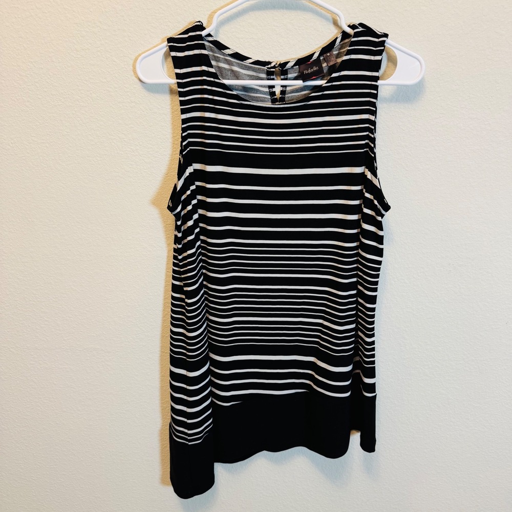 Rafaella Black‎ White Striped Sleeveless Top Blouse Women's Size M